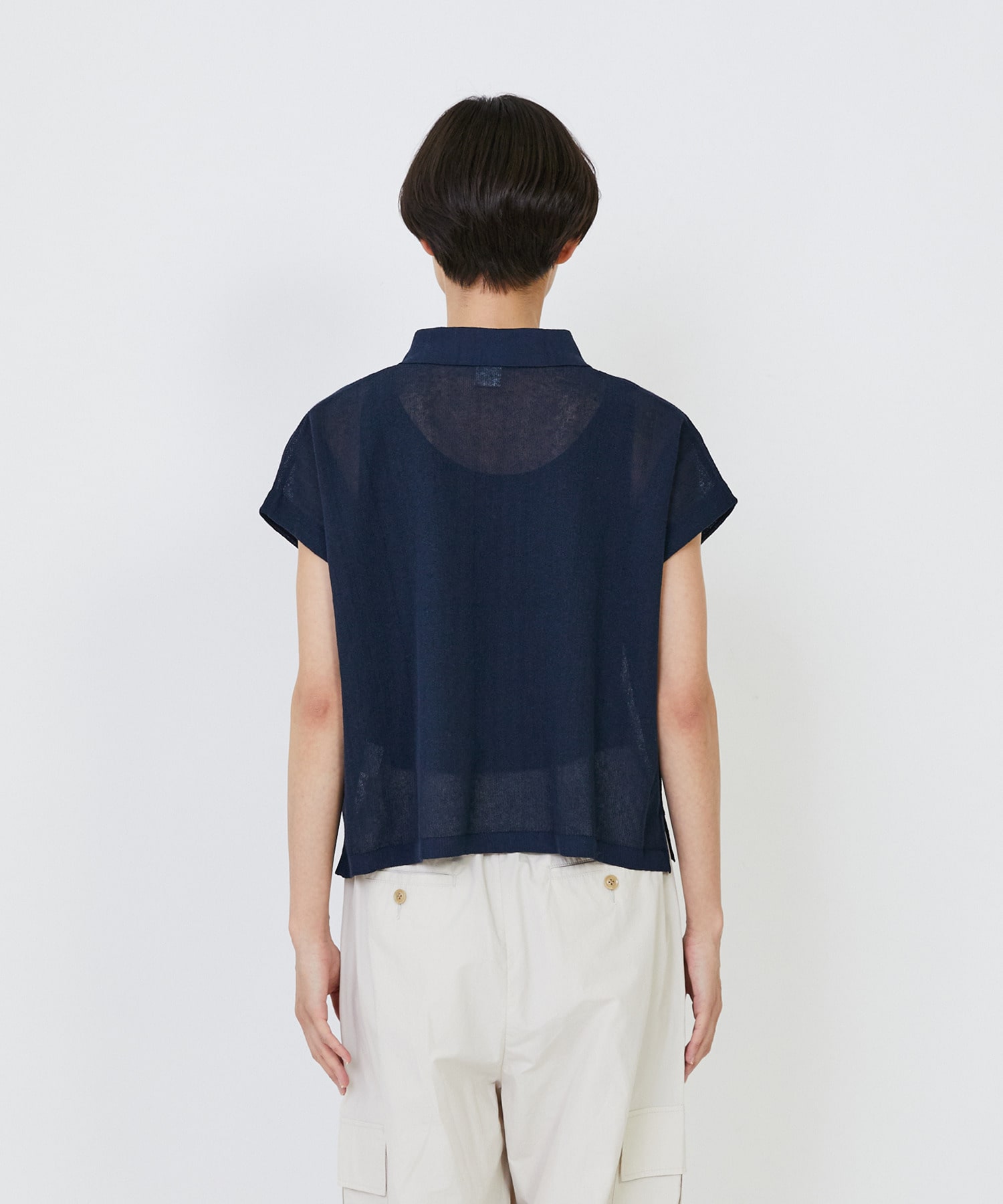 【LOISIR】エステルコットンリネンダブルジャカード編みニットポロ 詳細画像 レッド 23