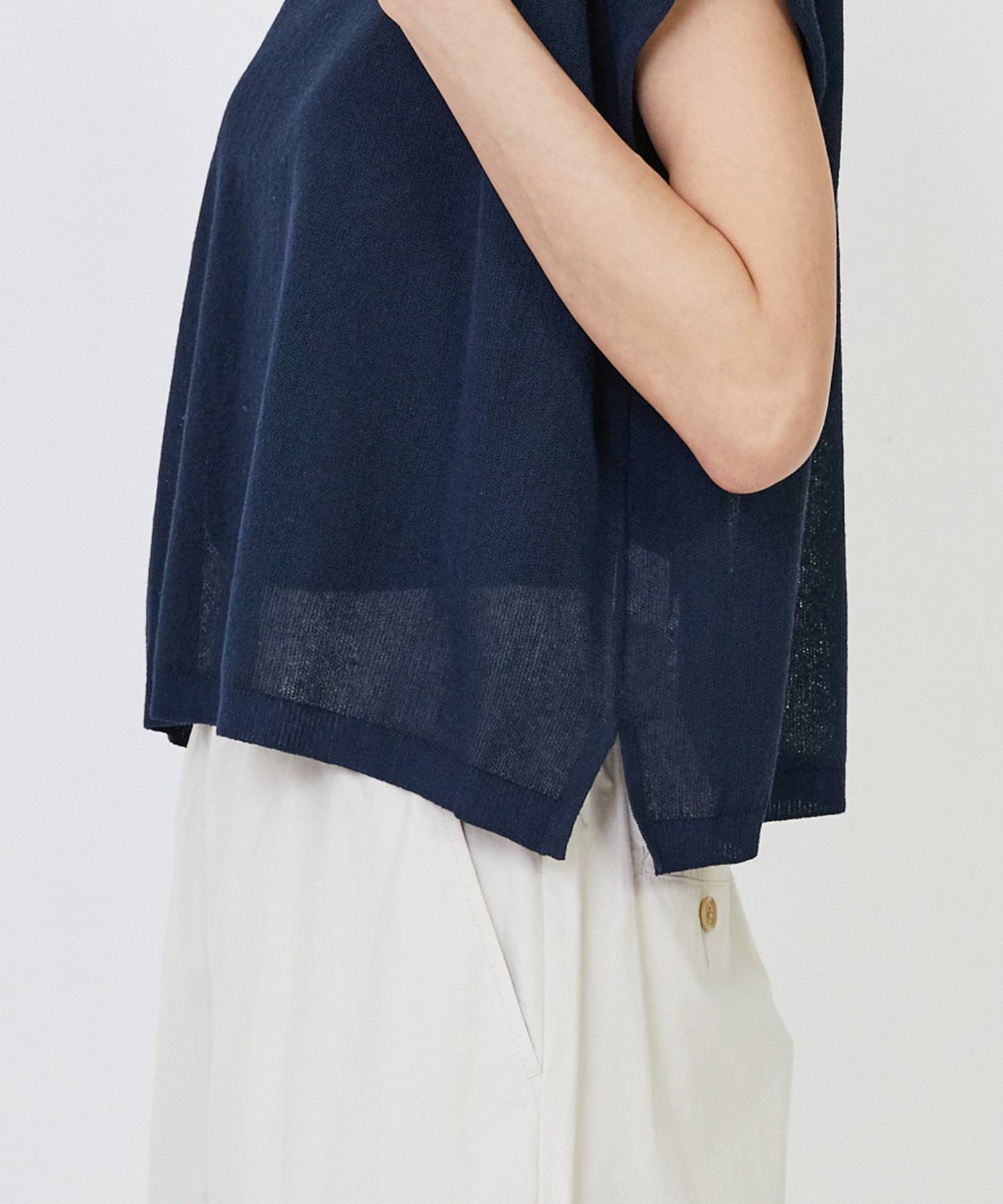 【LOISIR】エステルコットンリネンダブルジャカード編みニットポロ 詳細画像 レッド 27