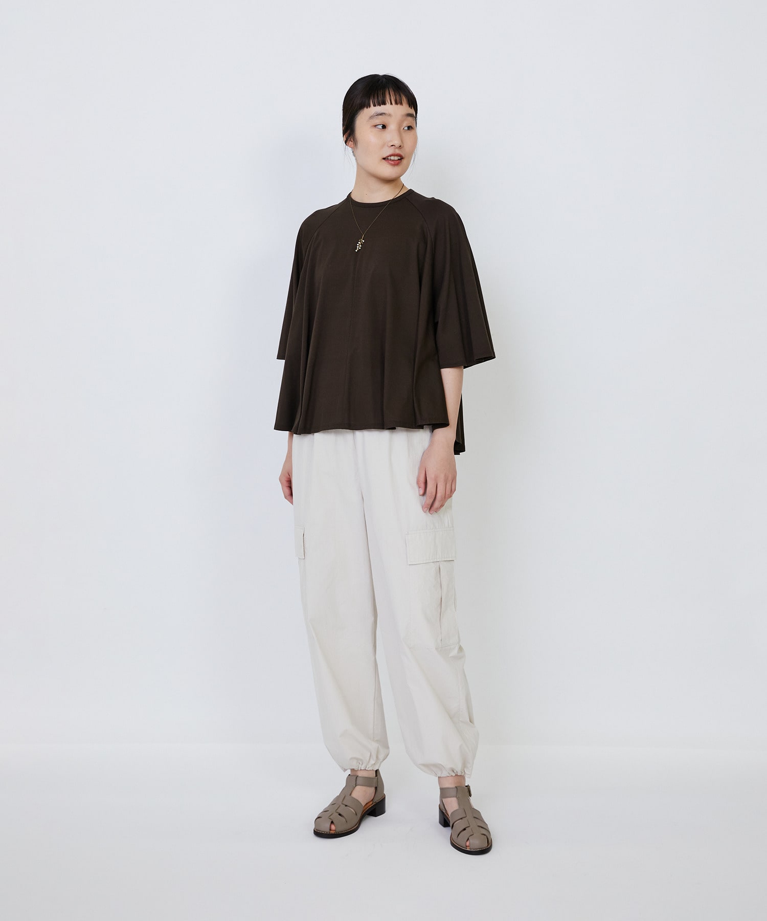 【LOISIR】オーガニックコットン天竺Aラインプルオーバー 詳細画像 ブラウン 17