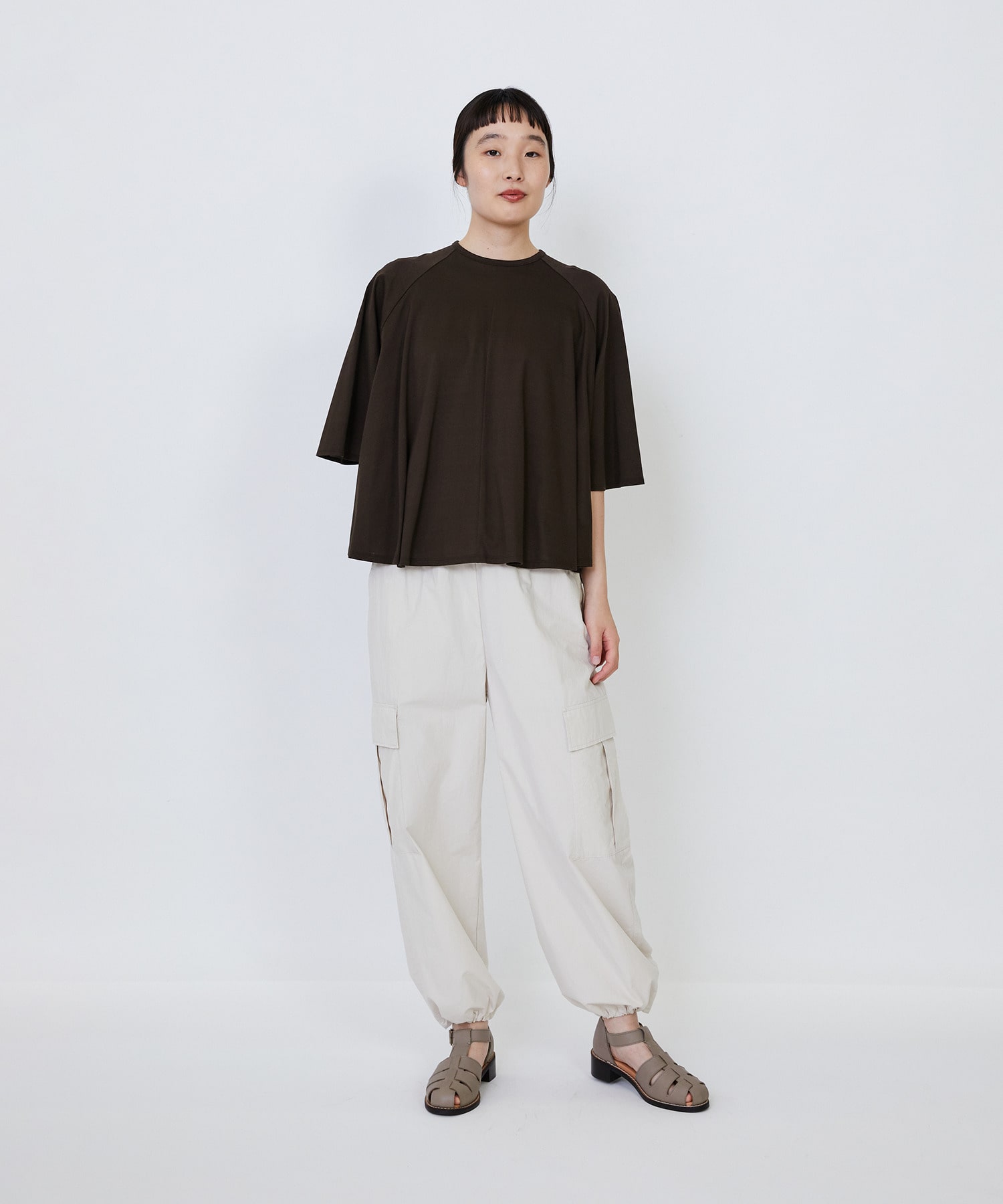 【LOISIR】オーガニックコットン天竺Aラインプルオーバー 詳細画像 ブラウン 18