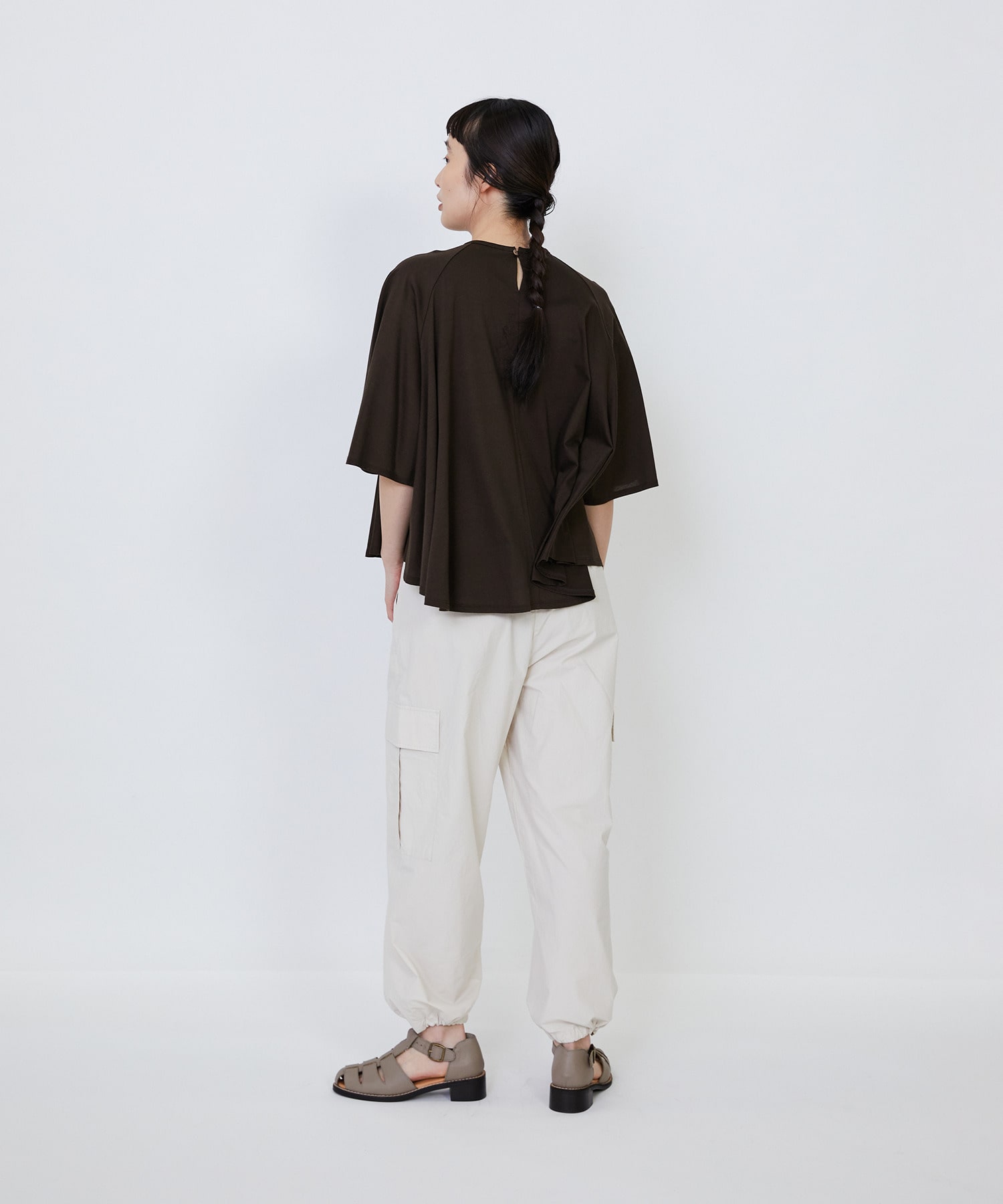 【LOISIR】オーガニックコットン天竺Aラインプルオーバー 詳細画像 ブラウン 21