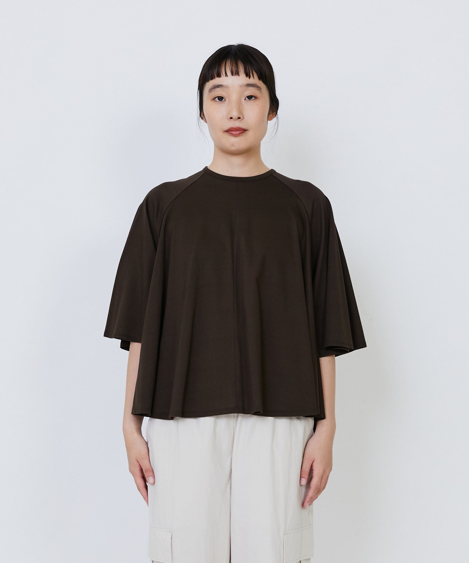 【LOISIR】オーガニックコットン天竺Aラインプルオーバー 詳細画像 ブラウン 22