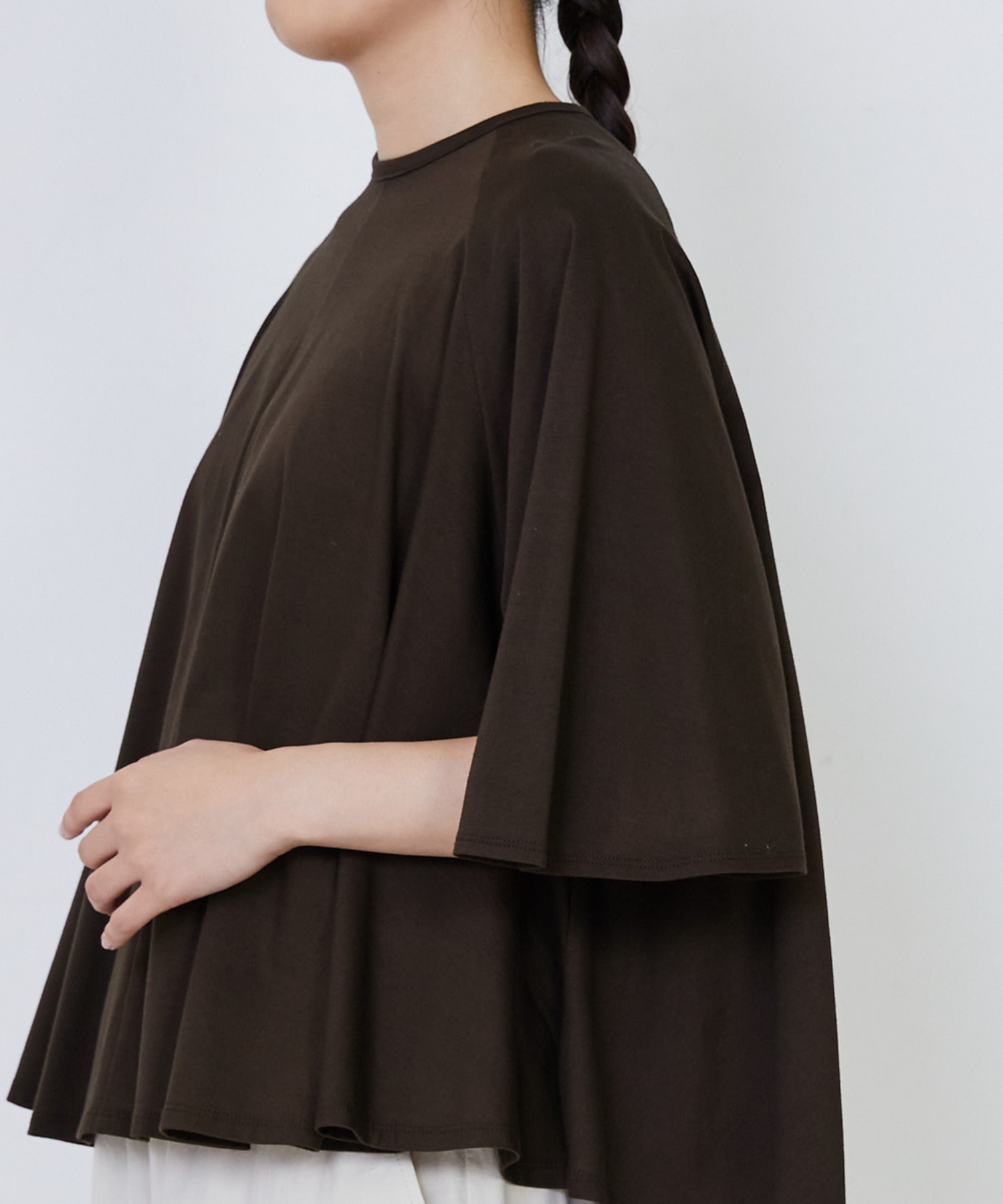 【LOISIR】オーガニックコットン天竺Aラインプルオーバー 詳細画像 ブラウン 27