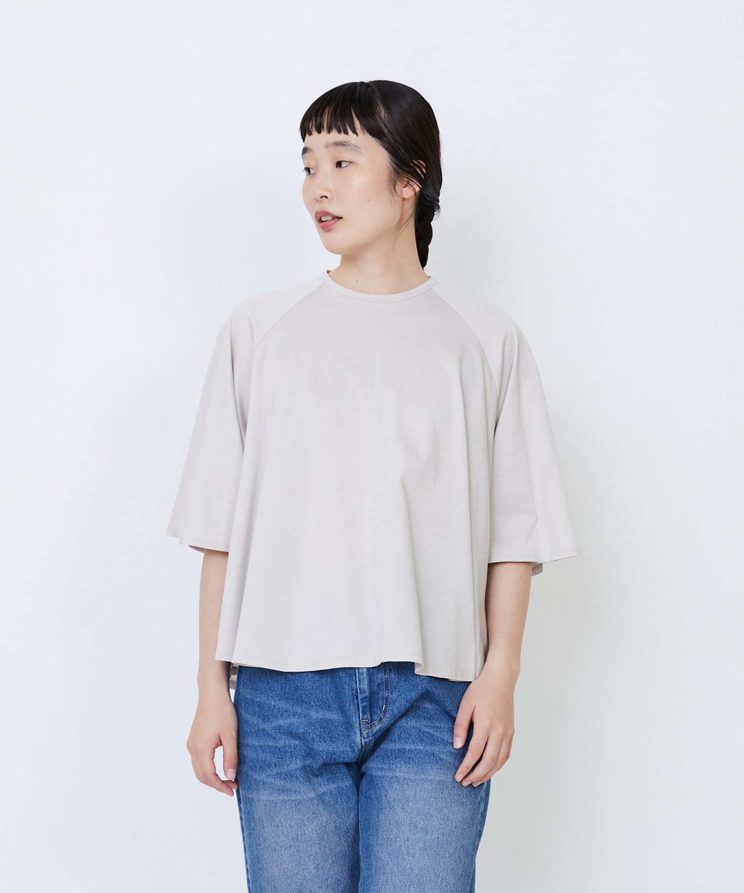 【LOISIR】オーガニックコットン天竺Aラインプルオーバー 詳細画像 グレー 1