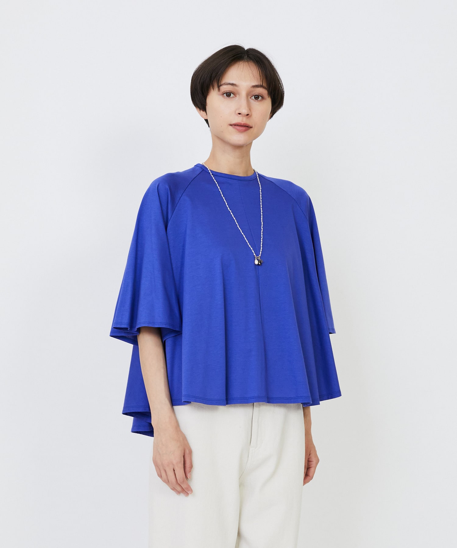 【LOISIR】オーガニックコットン天竺Aラインプルオーバー 詳細画像 ブルー 1