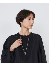 【LOISIR】バロックパール&times;天然石ラリエット風ネックレス 詳細画像 オフホワイト 5