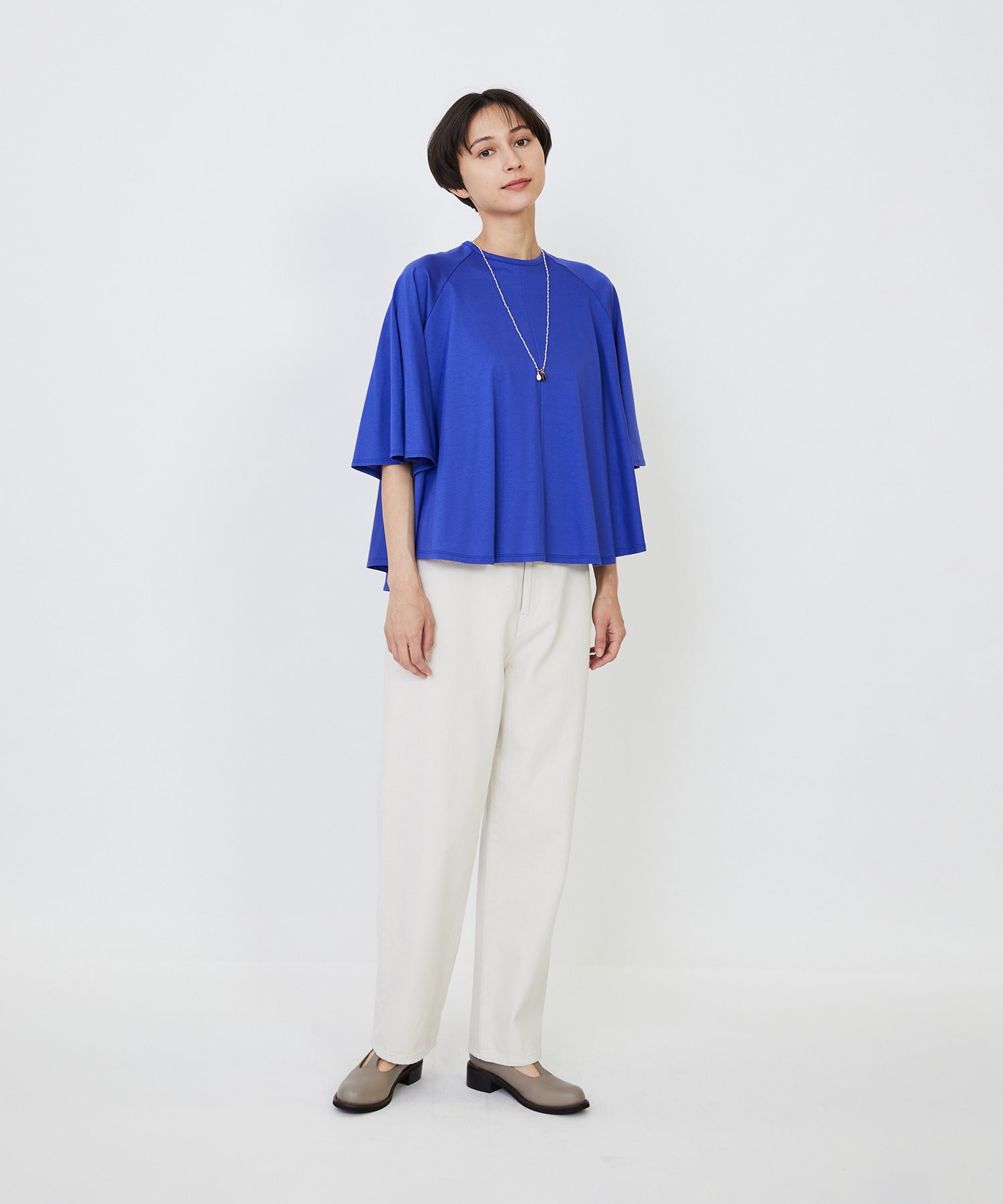 【LOISIR】バロックパール&times;天然石ラリエット風ネックレス 詳細画像 オフホワイト 1