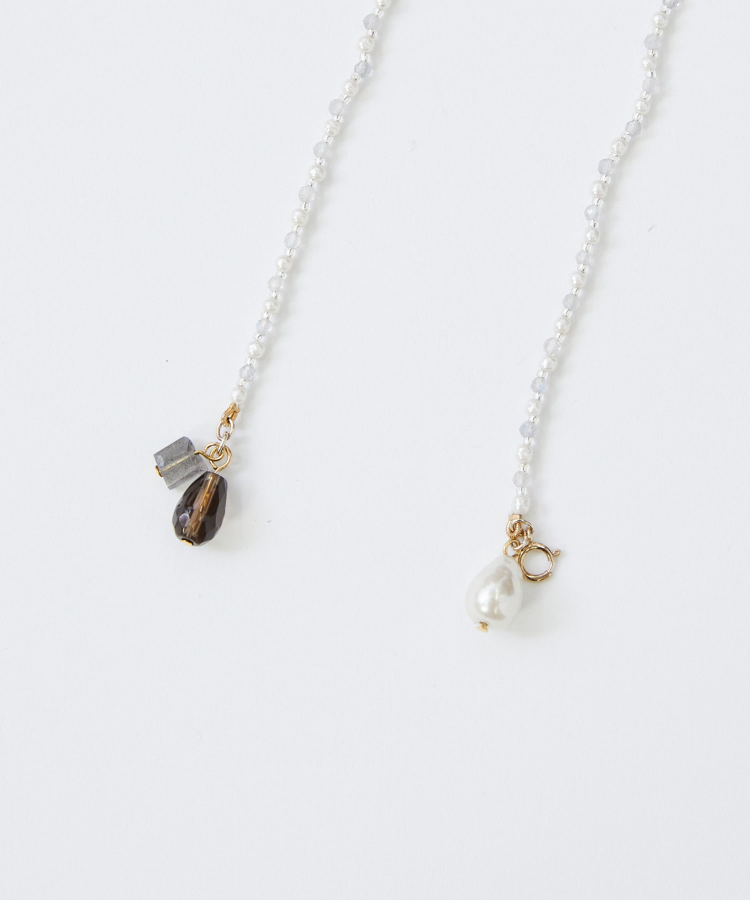 【LOISIR】バロックパール&times;天然石ラリエット風ネックレス 詳細画像 オフホワイト 6