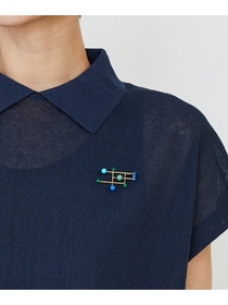 【LOISIR】ステンドグラスモチーフ天然石ブローチ 詳細画像 グリーン系その他 2