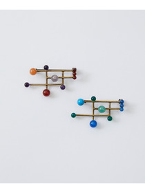 【LOISIR】ステンドグラスモチーフ天然石ブローチ 詳細画像 グリーン系その他 5