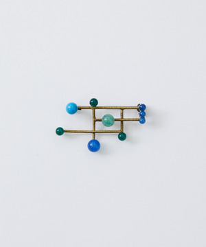 【LOISIR】ステンドグラスモチーフ天然石ブローチ 詳細画像 グリーン系その他 1