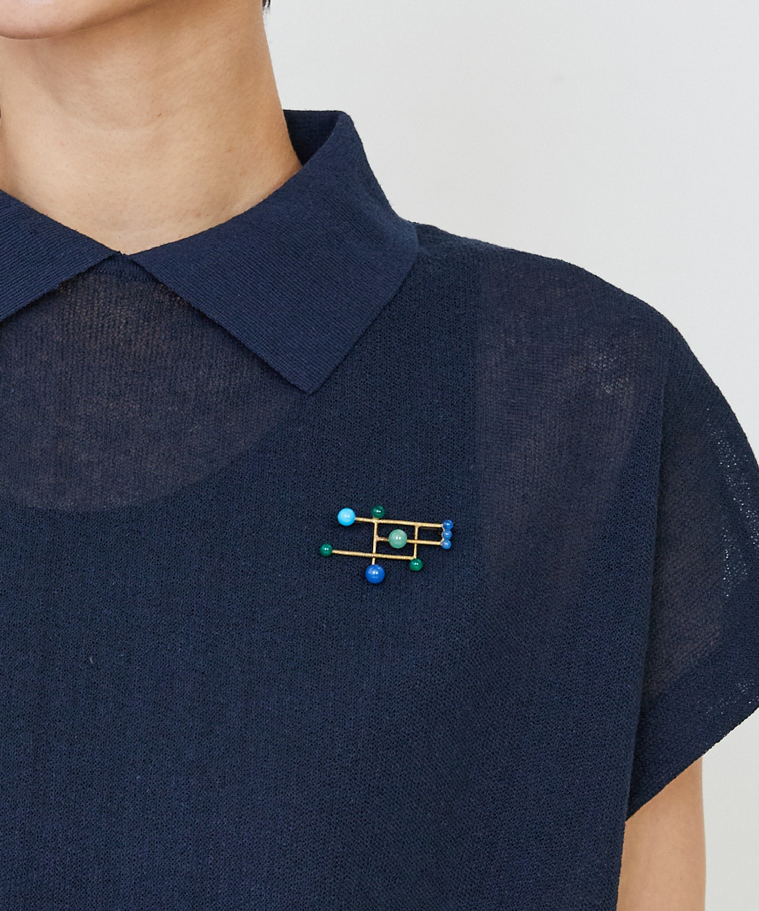 【LOISIR】ステンドグラスモチーフ天然石ブローチ 詳細画像 グリーン系その他 2