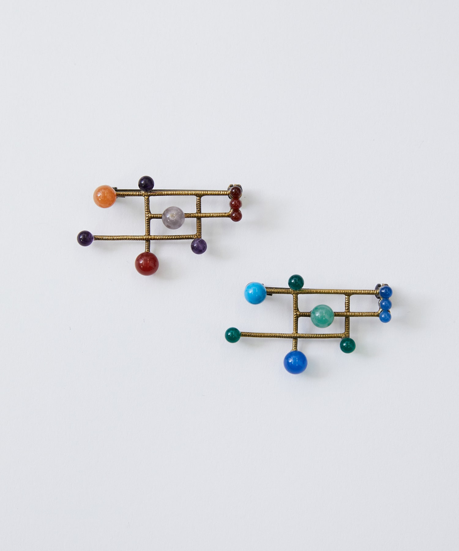 【LOISIR】ステンドグラスモチーフ天然石ブローチ 詳細画像 グリーン系その他 5