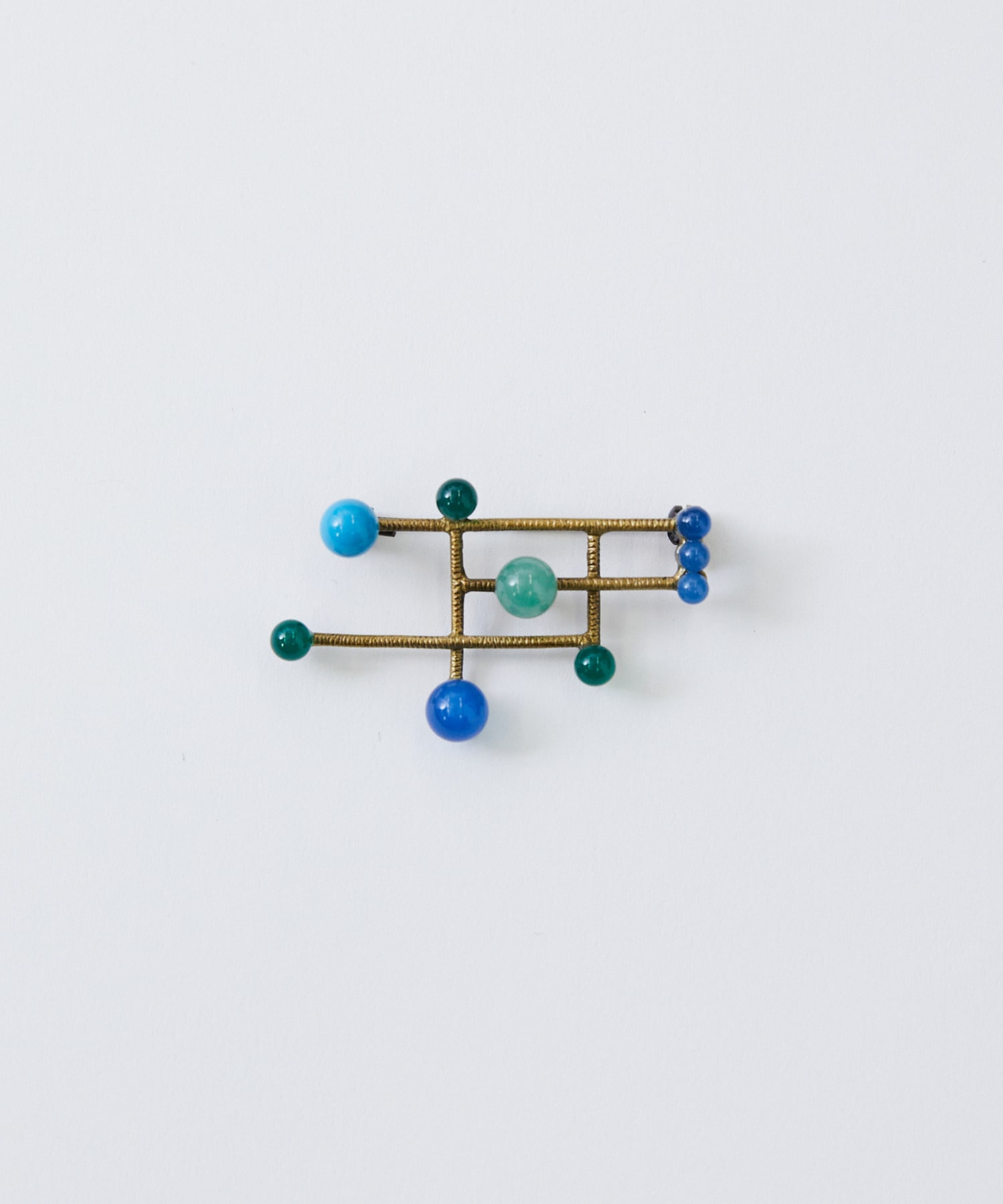 【LOISIR】ステンドグラスモチーフ天然石ブローチ 詳細画像 グリーン系その他 1