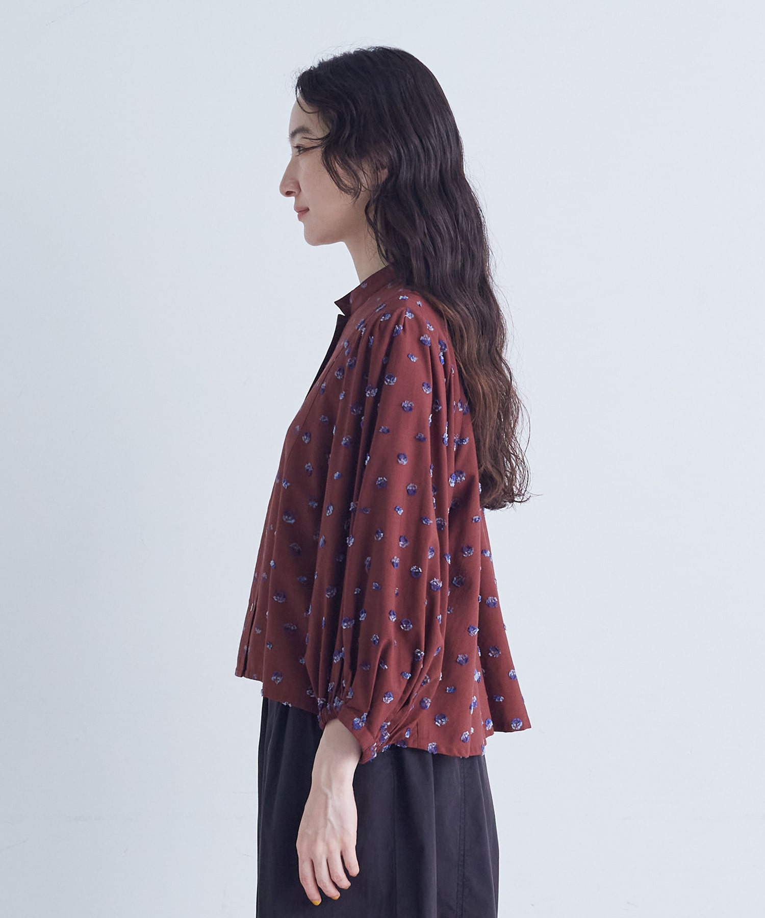 【congés payés】フラワージャカードブラウス 詳細画像 グレー系その他 6