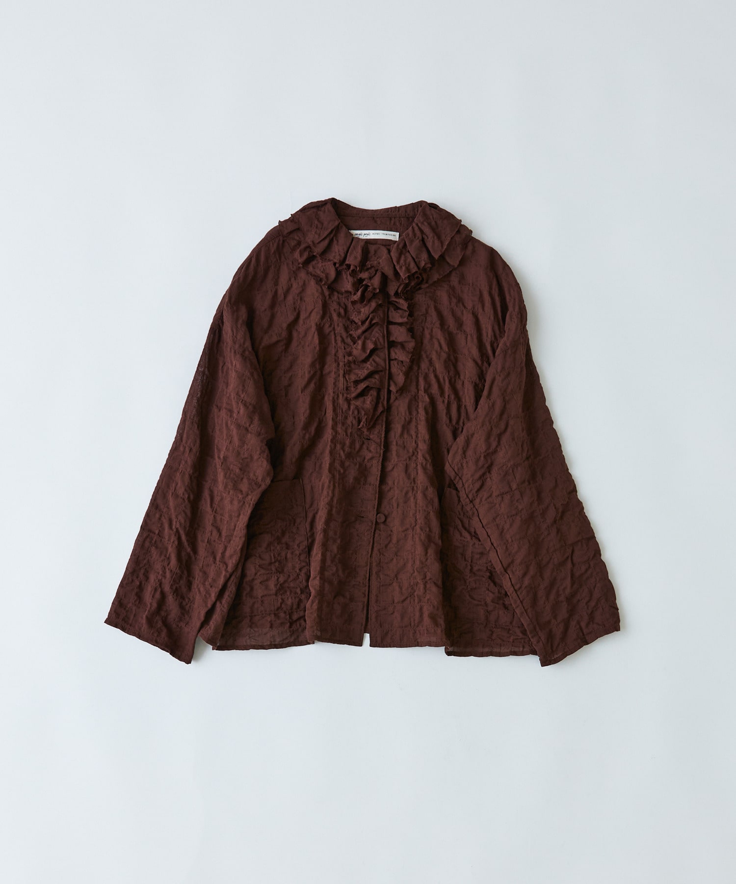 【congés payés】｜2BUY10%OFF・3BUY20%OFF｜シャーリングフリルシャツジャケット 詳細画像 ブラウン 1