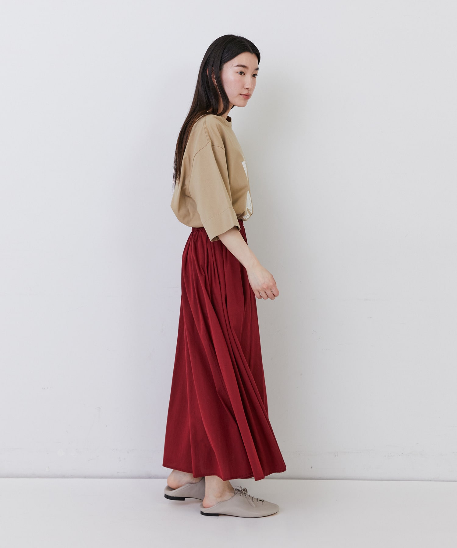 【congés payés】◆コットンワッシャーフレアースカート 詳細画像 レッド 10