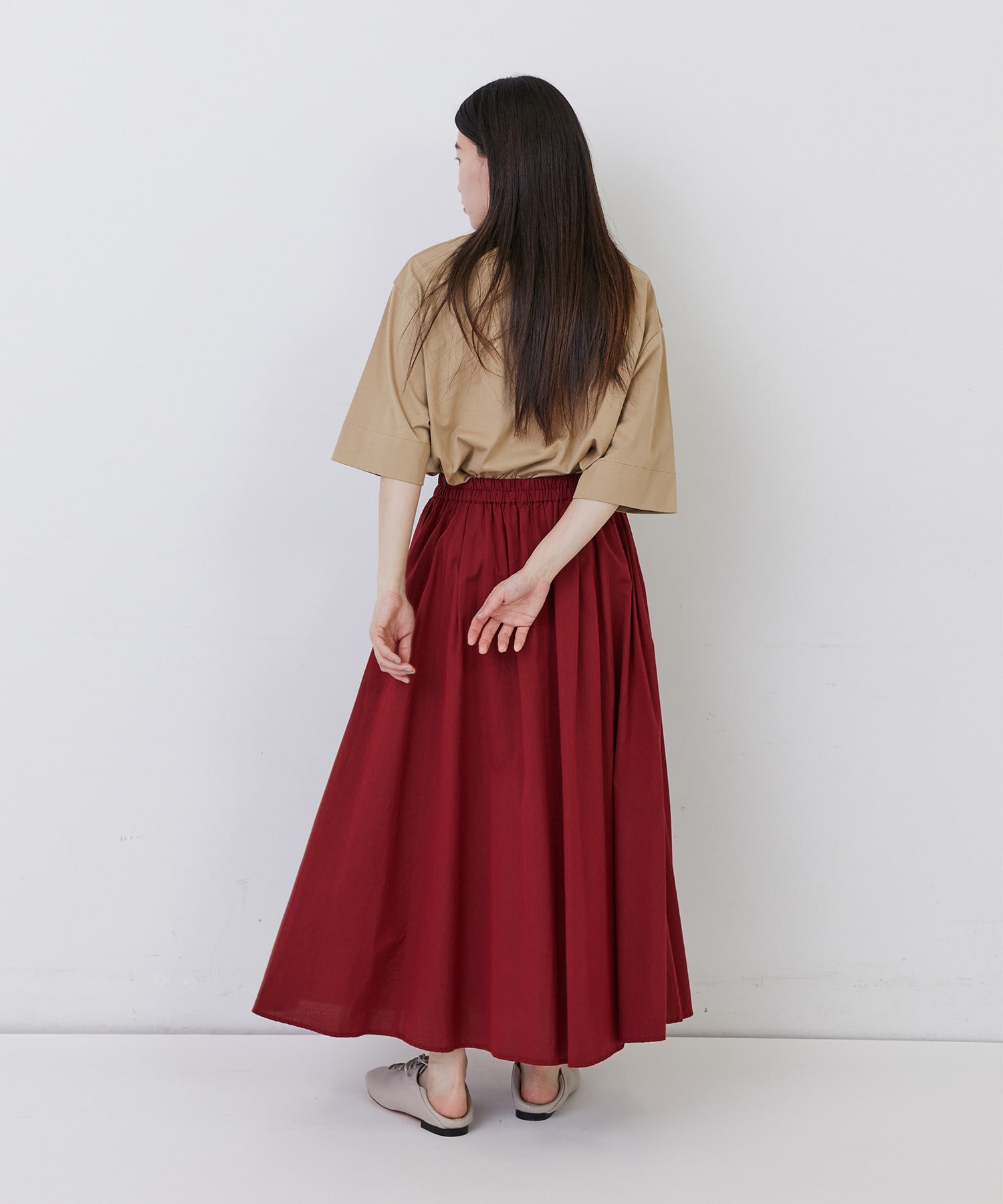 【congés payés】◆コットンワッシャーフレアースカート 詳細画像 レッド 11