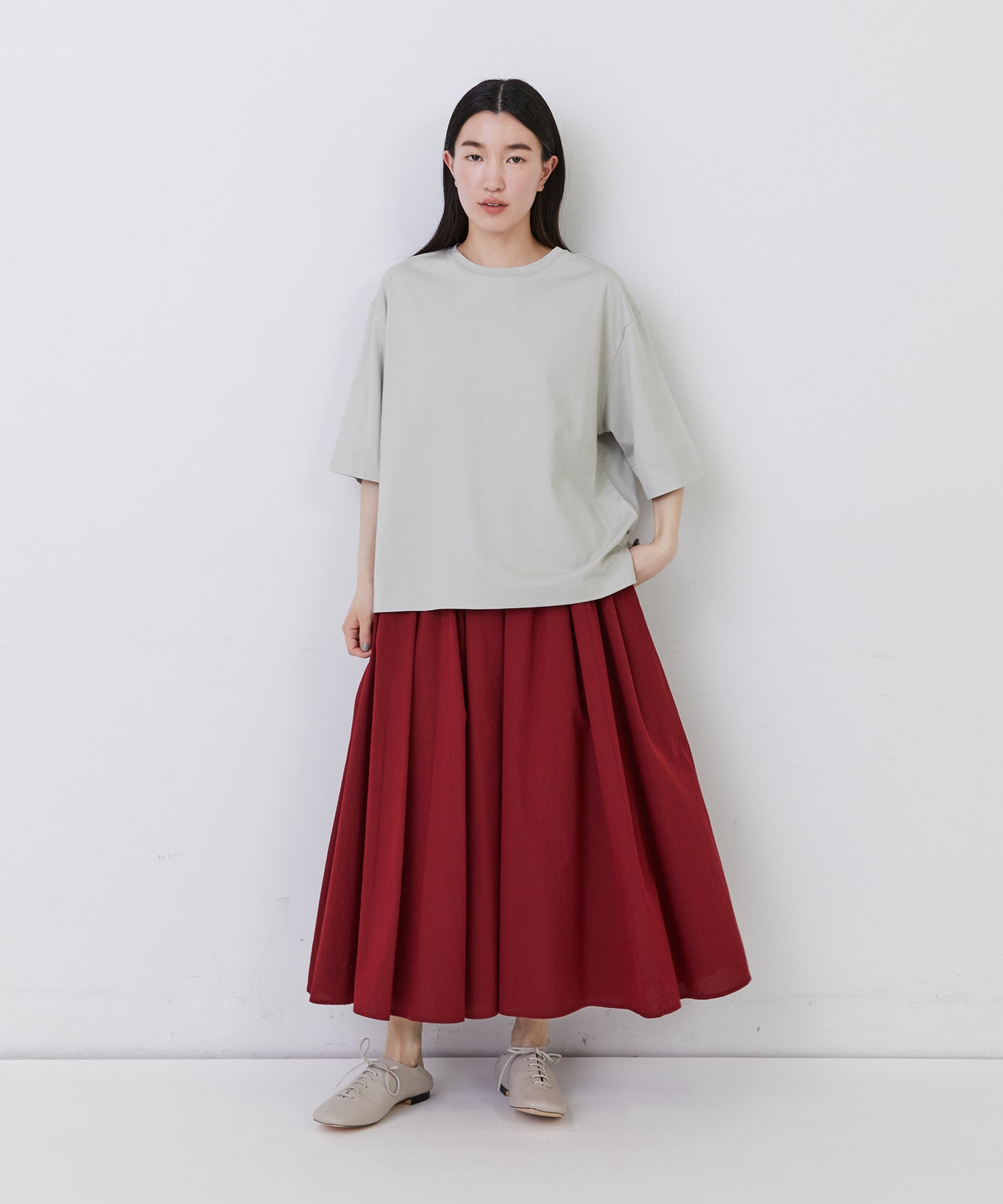 【congés payés】◆コットンワッシャーフレアースカート 詳細画像 レッド 12