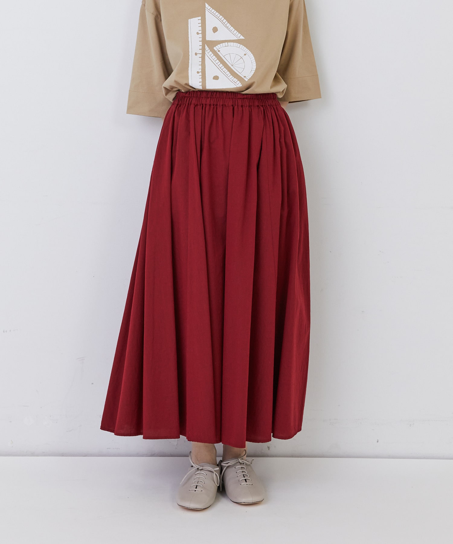 【congés payés】◆コットンワッシャーフレアースカート 詳細画像 レッド 13