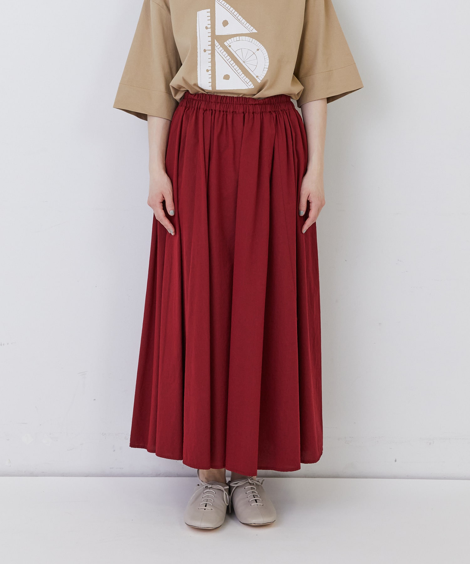 【congés payés】◆コットンワッシャーフレアースカート 詳細画像 レッド 14