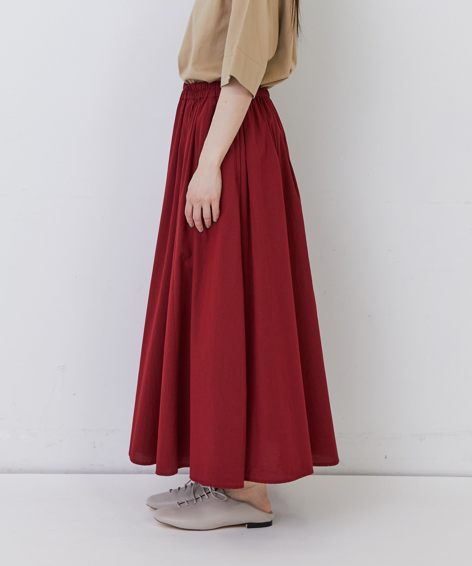 【congés payés】◆コットンワッシャーフレアースカート 詳細画像 レッド 15