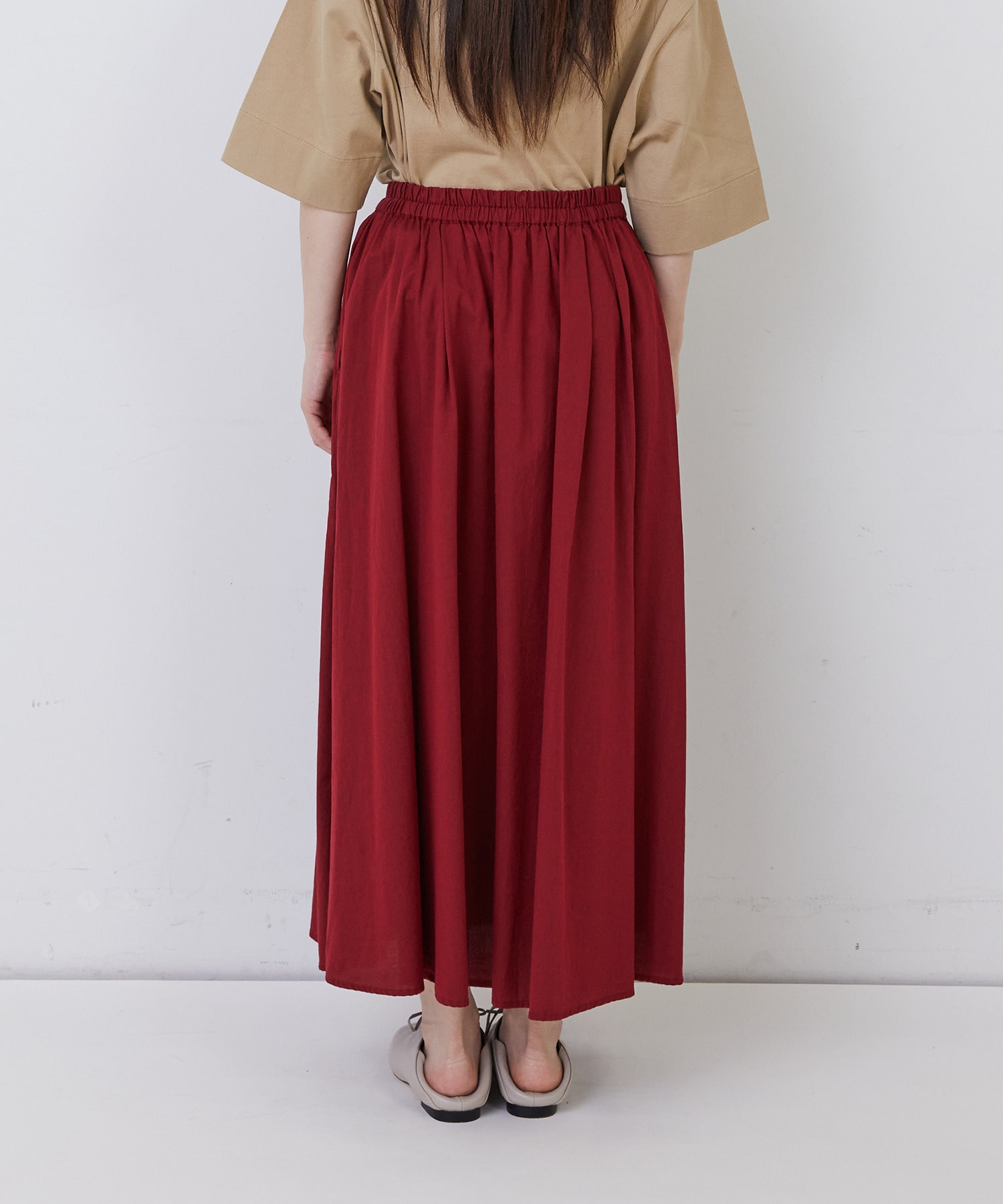 【congés payés】◆コットンワッシャーフレアースカート 詳細画像 レッド 16