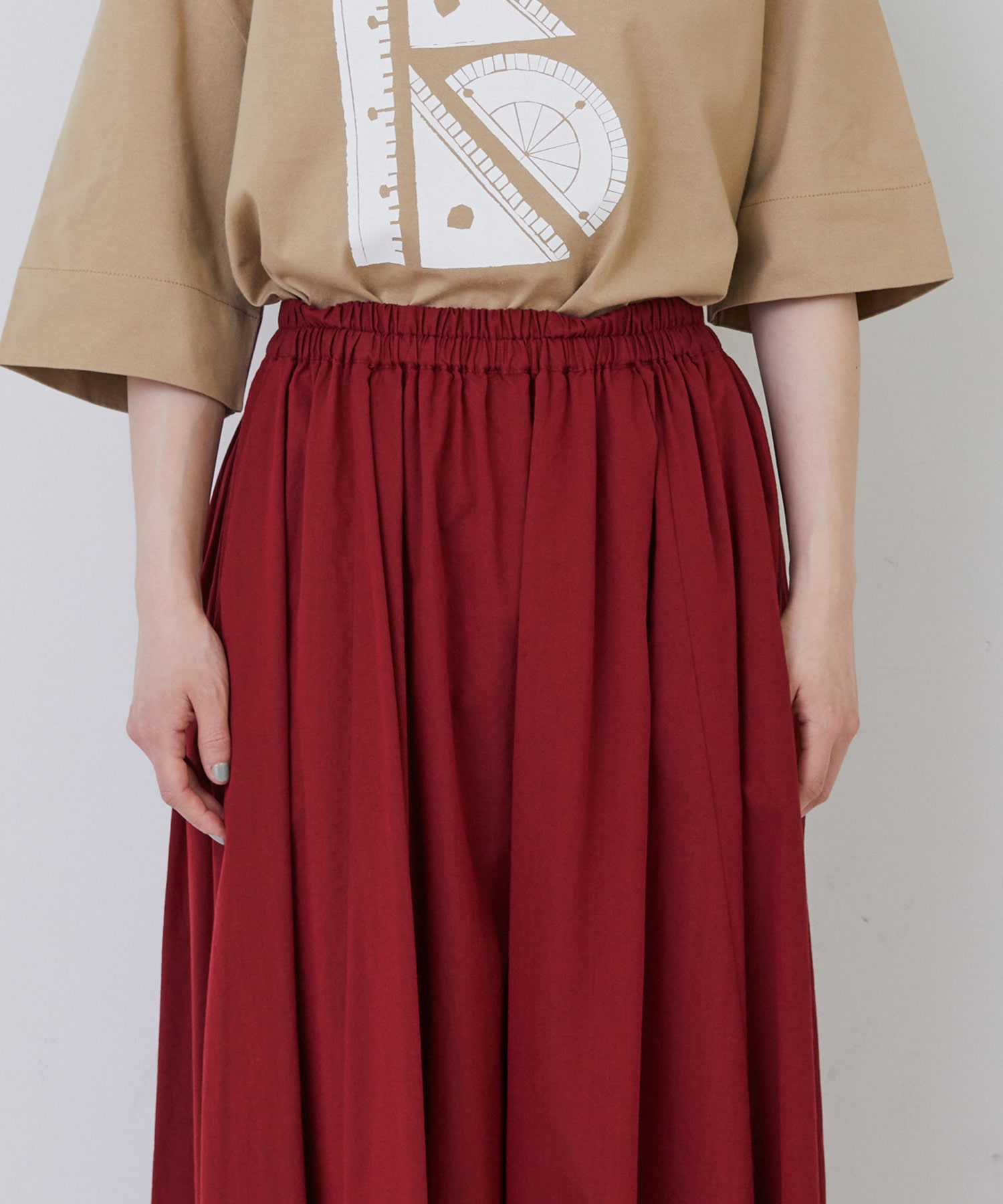 【congés payés】◆コットンワッシャーフレアースカート 詳細画像 レッド 17