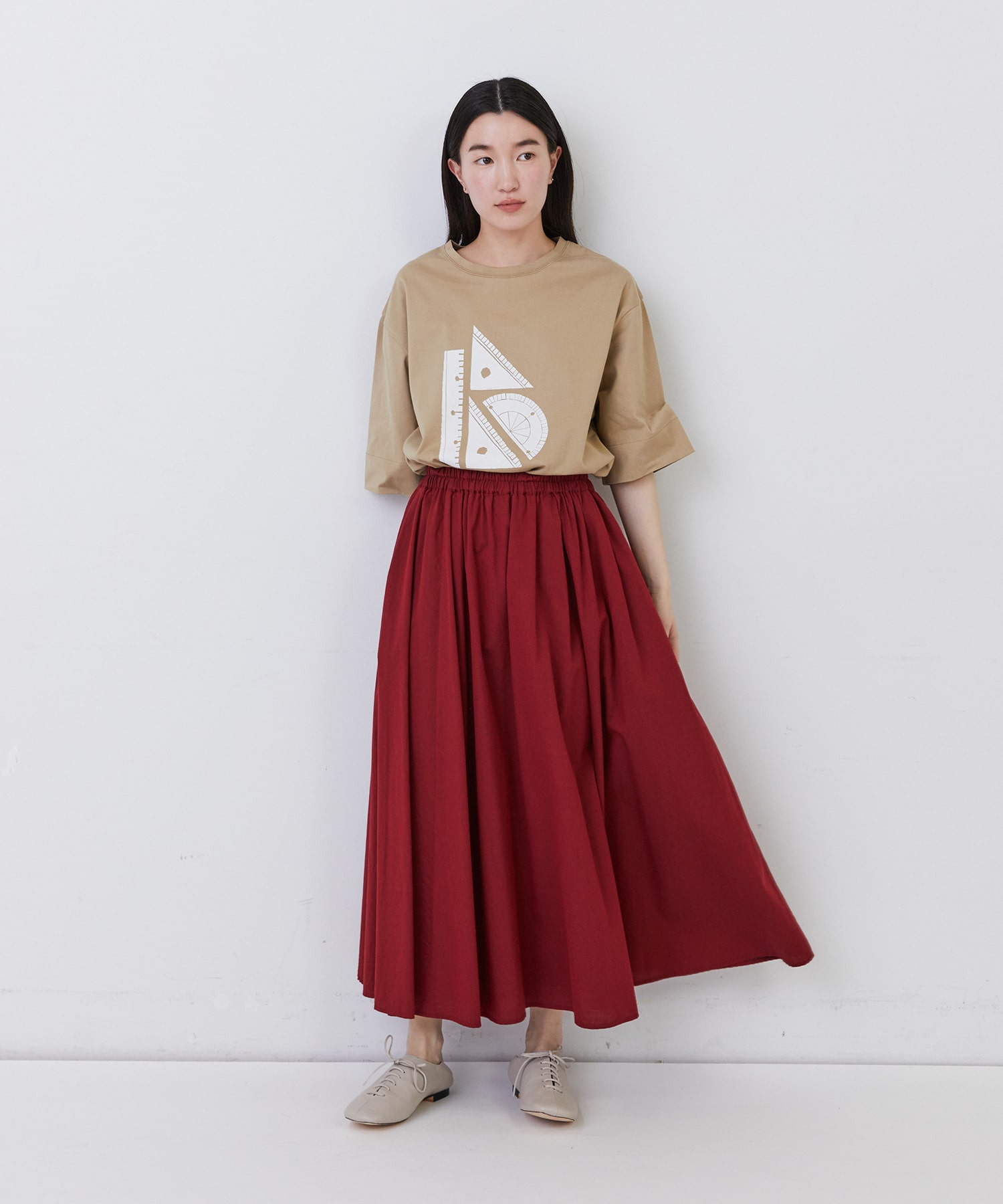 【congés payés】◆コットンワッシャーフレアースカート 詳細画像 レッド 9