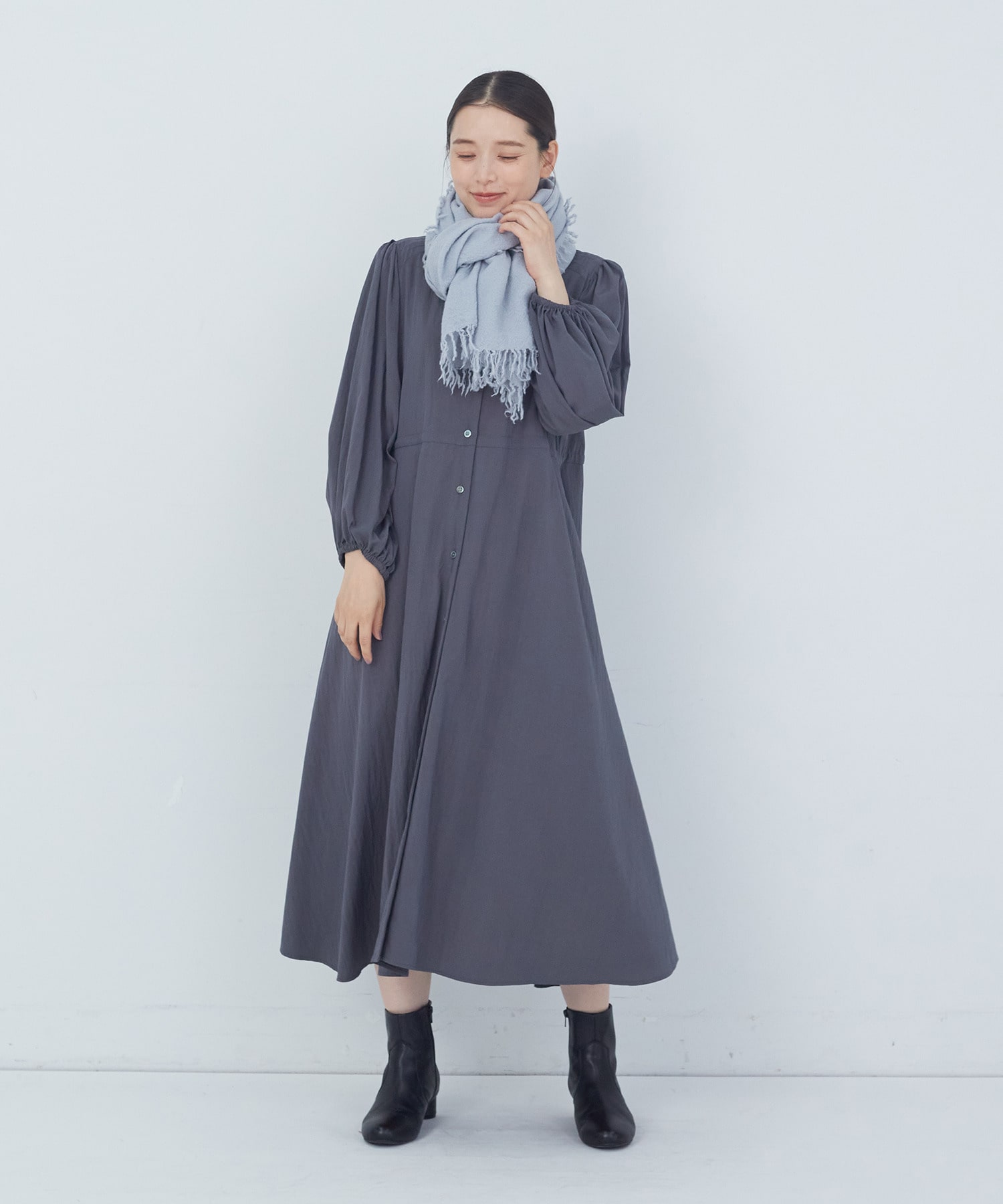 【ADIEU TRISTESSE】レーヨンナイロンワンピース 詳細画像 チャコールグレー 11
