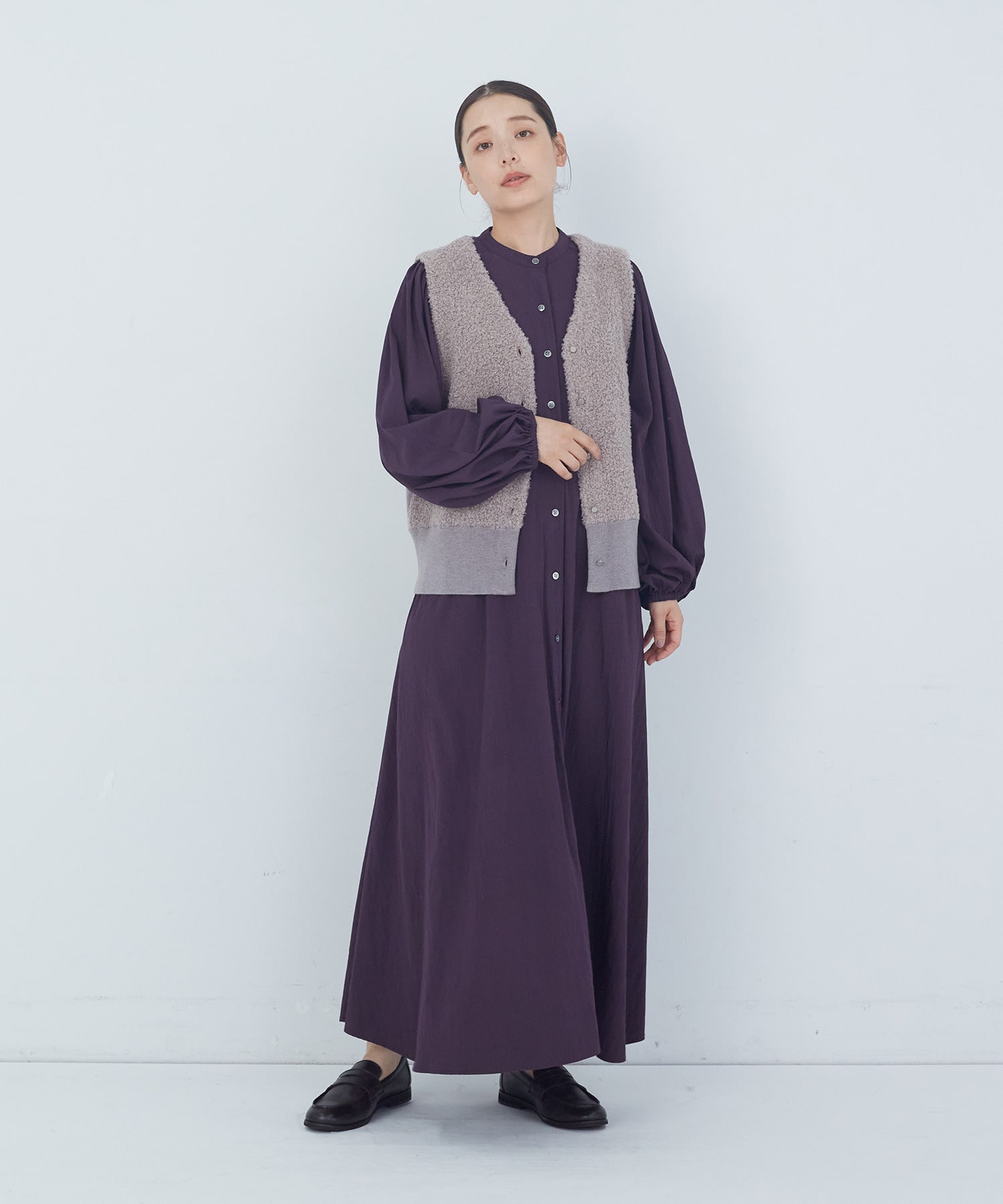 【ADIEU TRISTESSE】レーヨンナイロンワンピース 詳細画像 チャコールグレー 4