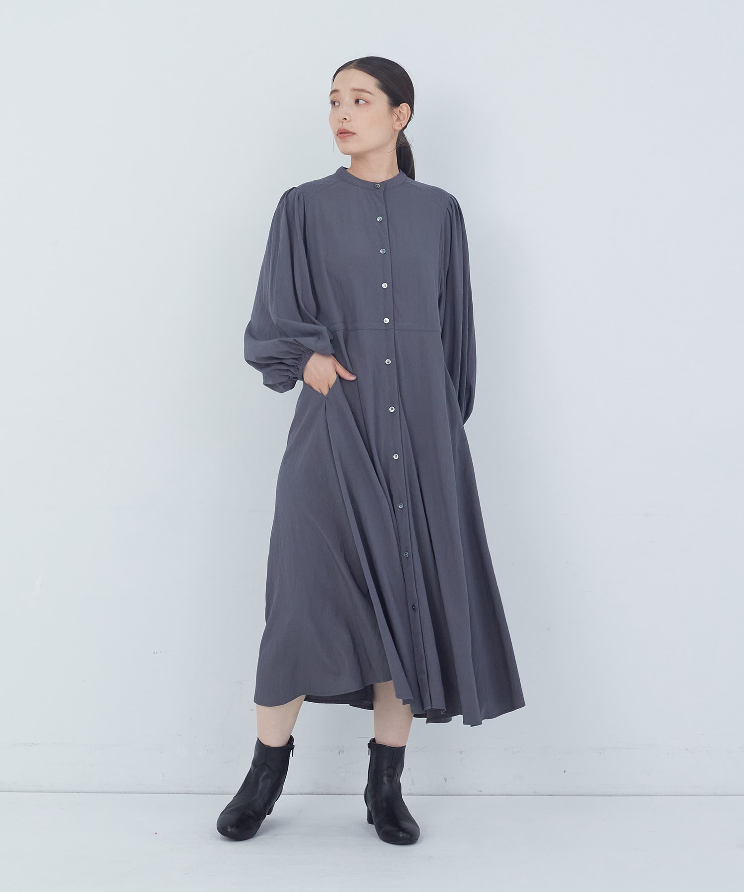 【ADIEU TRISTESSE】レーヨンナイロンワンピース 詳細画像 チャコールグレー 8