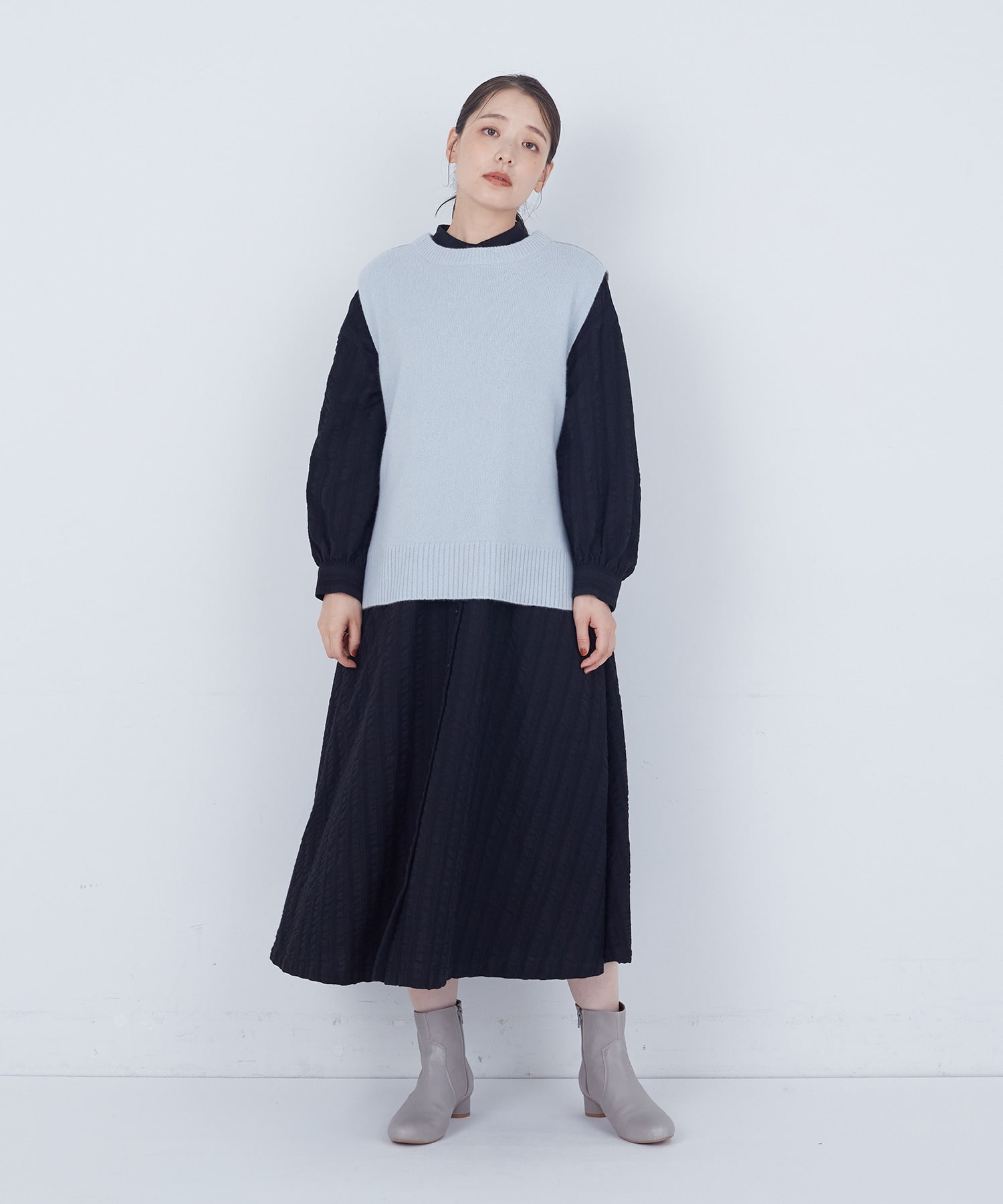 【ADIEU TRISTESSE】｜2BUY10%OFF・3BUY20%OFF｜【11月お気に入り登録ブランド内4位】コットンウールファインワンピース 詳細画像 ブラック 12