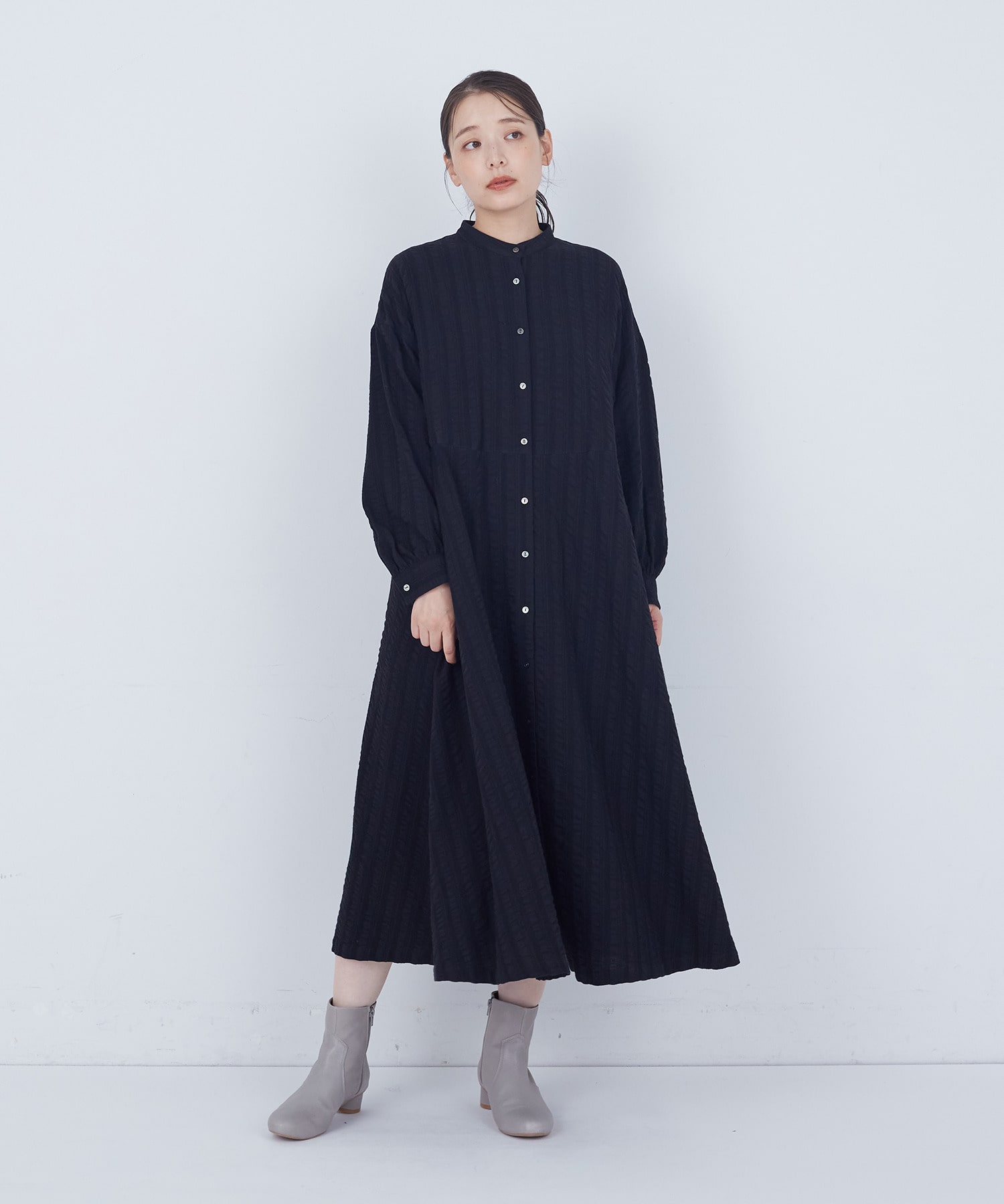 【ADIEU TRISTESSE】｜2BUY10%OFF・3BUY20%OFF｜【11月お気に入り登録ブランド内4位】コットンウールファインワンピース 詳細画像 ブラック 1