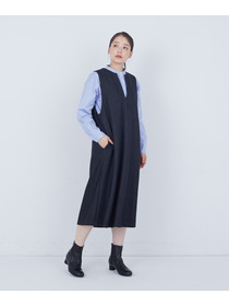 【ADIEU TRISTESSE】スリット入りクルーネックジャンパースカート 詳細画像 ネイビー 1