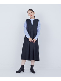 【ADIEU TRISTESSE】スリット入りクルーネックジャンパースカート 詳細画像 ネイビー 2