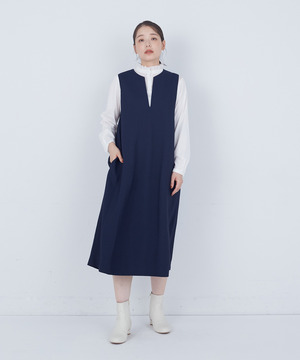 【ADIEU TRISTESSE】スリット入りクルーネックジャンパースカート 詳細画像 ネイビー 1