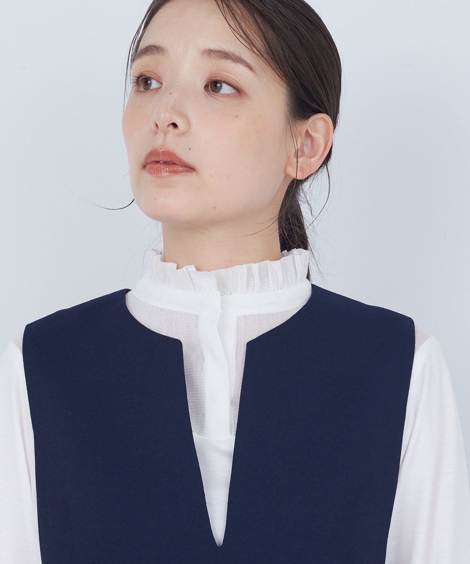 【ADIEU TRISTESSE】スリット入りクルーネックジャンパースカート 詳細画像 ネイビー 14