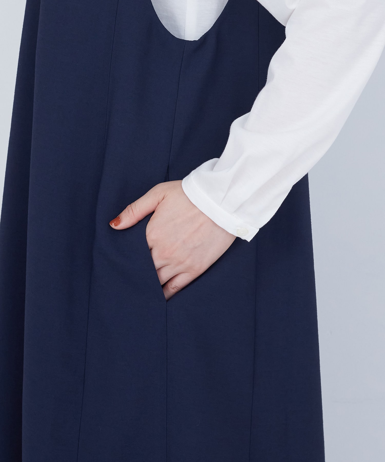 【ADIEU TRISTESSE】スリット入りクルーネックジャンパースカート 詳細画像 ネイビー 16