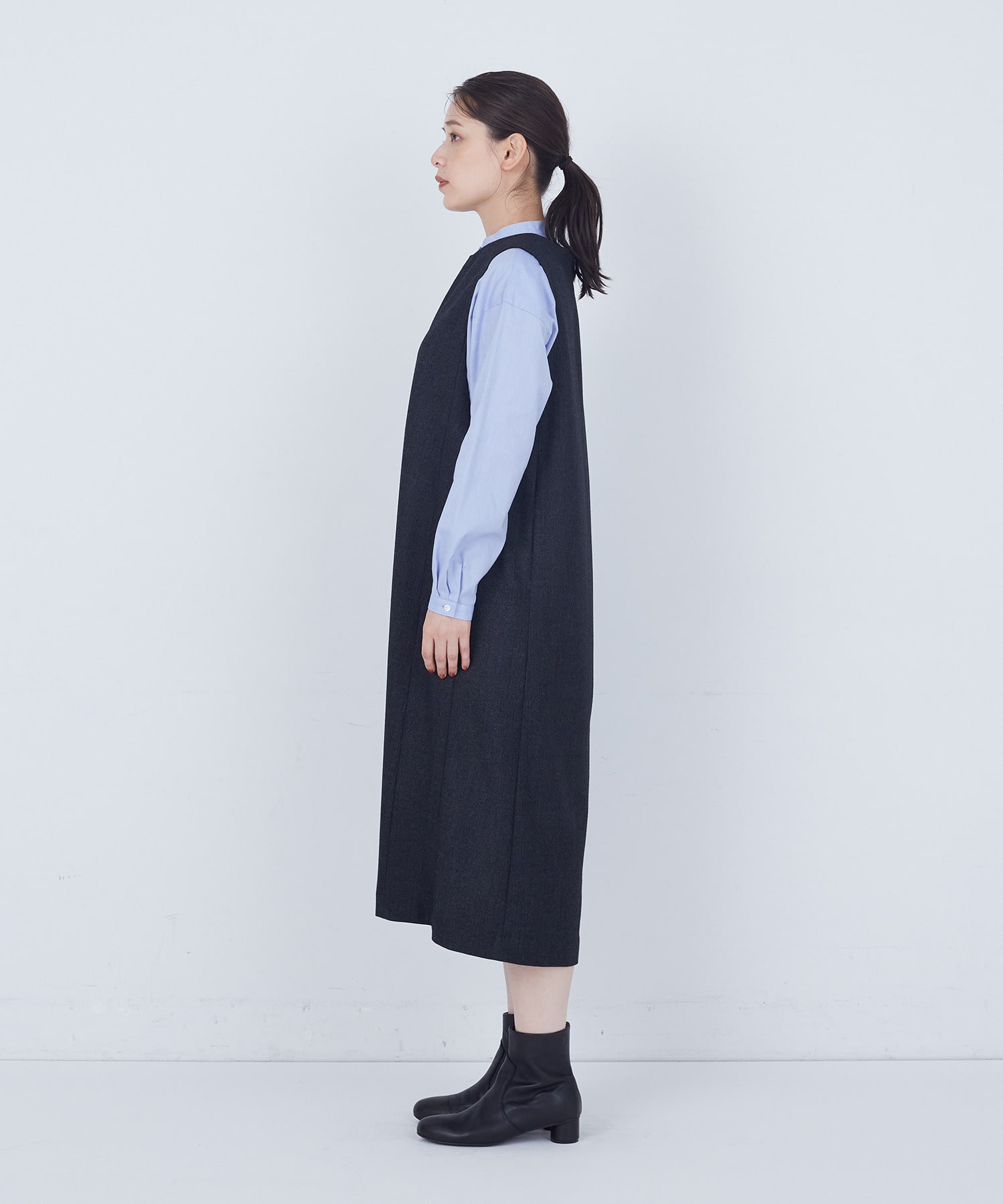 【ADIEU TRISTESSE】スリット入りクルーネックジャンパースカート 詳細画像 ネイビー 5
