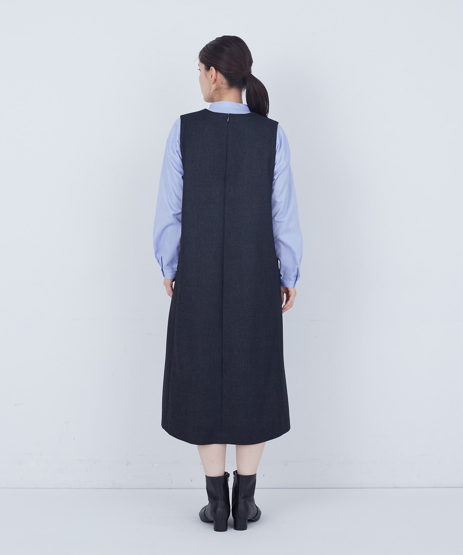 【ADIEU TRISTESSE】スリット入りクルーネックジャンパースカート 詳細画像 ネイビー 6