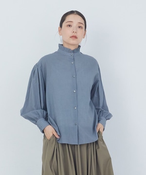 【ADIEU TRISTESSE】｜2BUY10%OFF・3BUY20%OFF｜タックフリルカラーブラウス 詳細画像 ブル－グレ－ 1