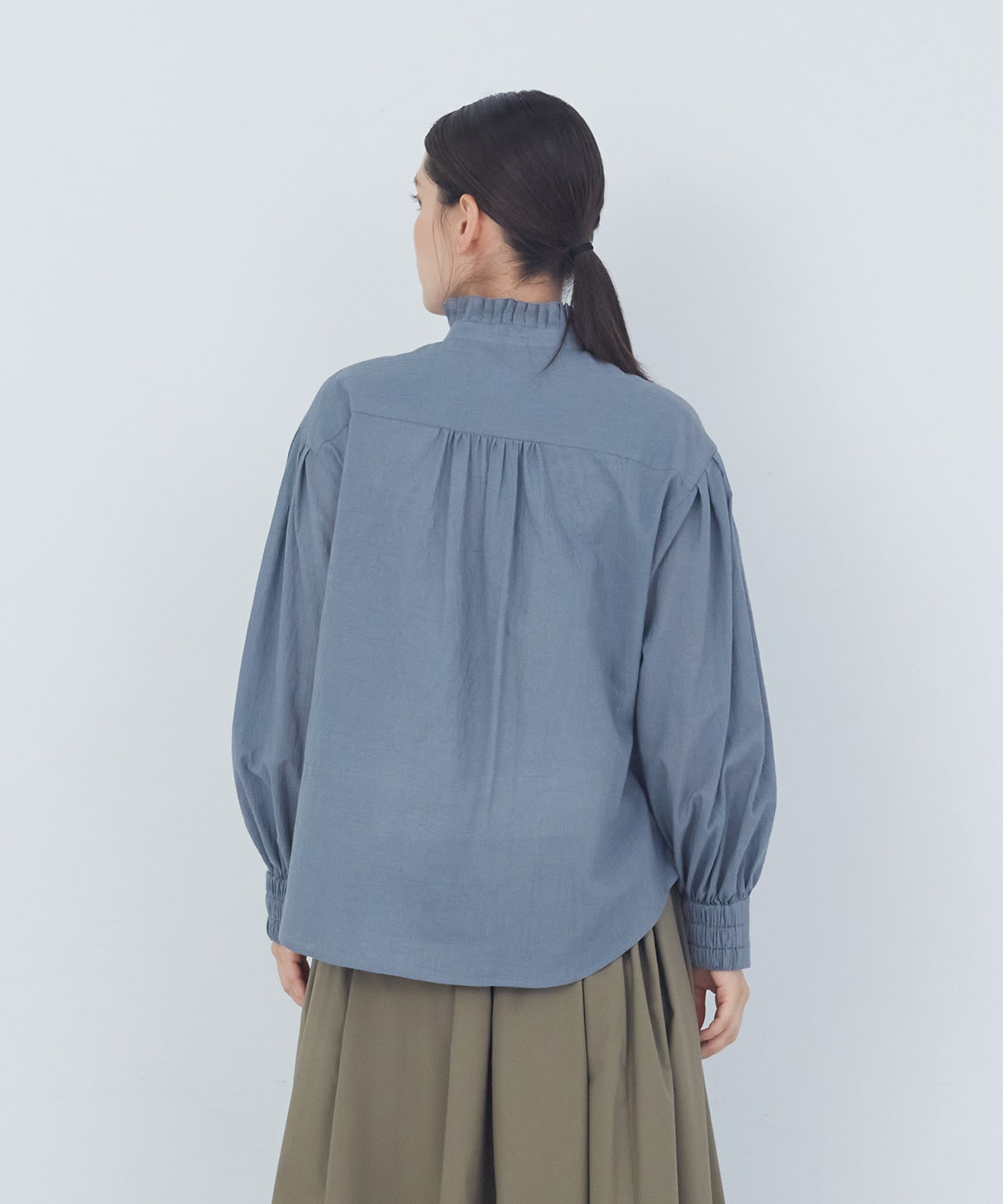 【ADIEU TRISTESSE】｜2BUY10%OFF・3BUY20%OFF｜タックフリルカラーブラウス 詳細画像 ブル－グレ－ 12