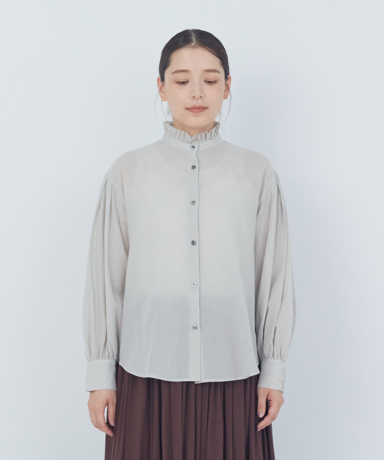 【ADIEU TRISTESSE】｜2BUY10%OFF・3BUY20%OFF｜タックフリルカラーブラウス 詳細画像 ブル－グレ－ 4