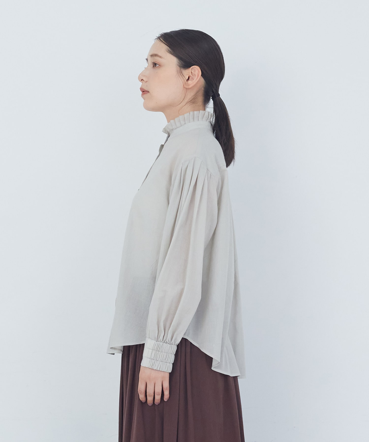 【ADIEU TRISTESSE】｜2BUY10%OFF・3BUY20%OFF｜タックフリルカラーブラウス 詳細画像 ブル－グレ－ 5