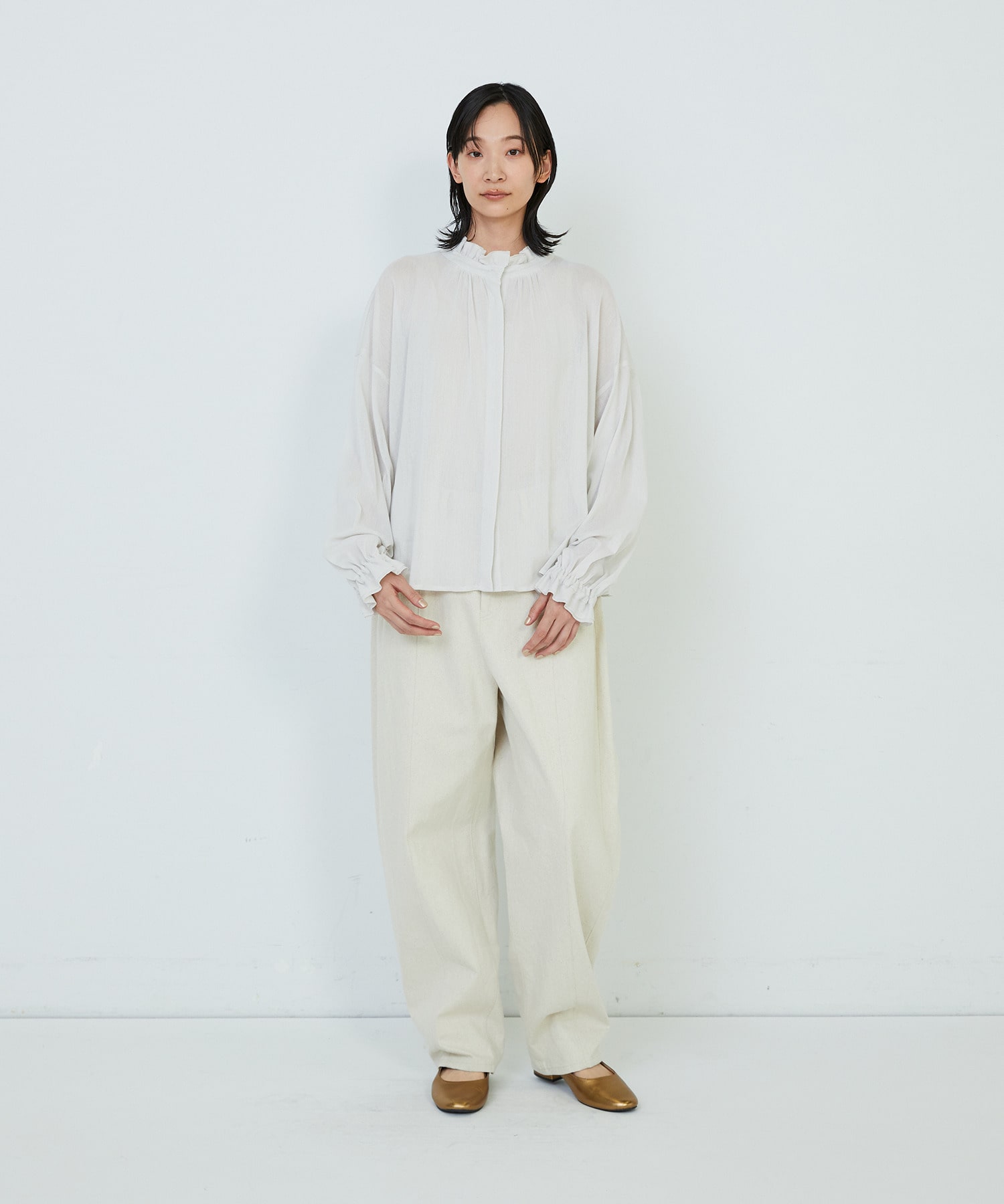 【ADIEU TRISTESSE】コットンチュールブラウス 詳細画像 ライトグレー 1