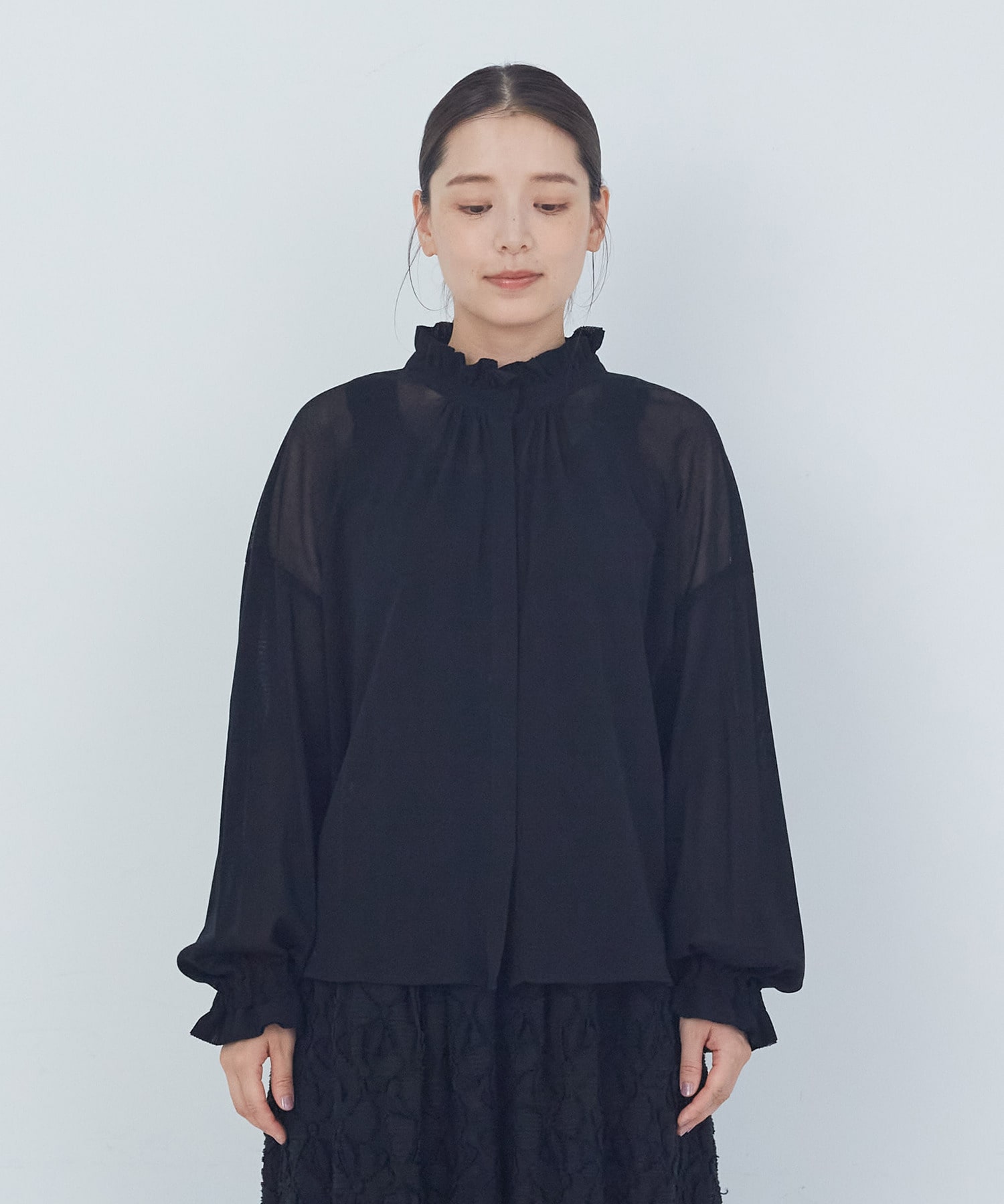 【ADIEU TRISTESSE】コットンチュールブラウス 詳細画像 ライトグレー 10