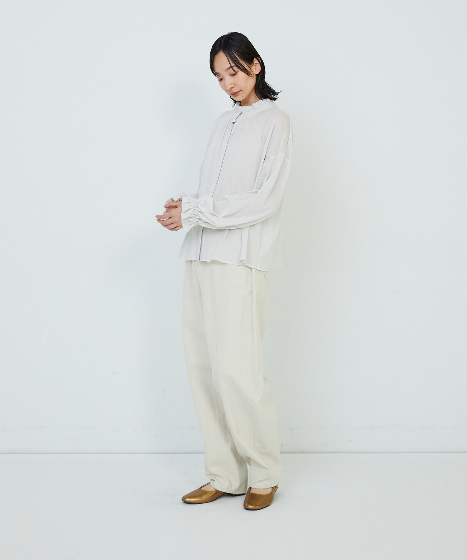 【ADIEU TRISTESSE】コットンチュールブラウス 詳細画像 ライトグレー 2