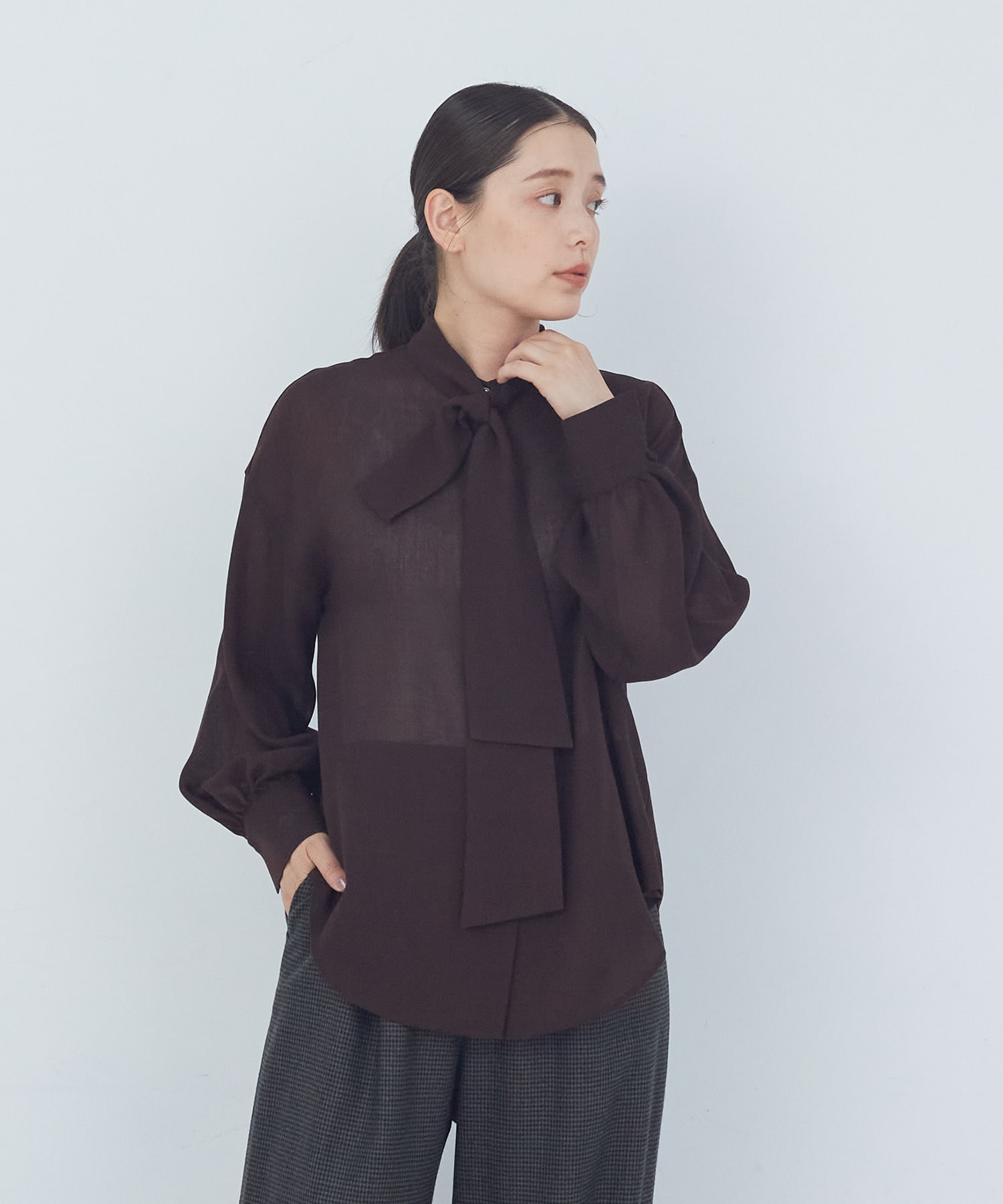 【ADIEU TRISTESSE】ボウタイブラウス 詳細画像 ブラウン 1