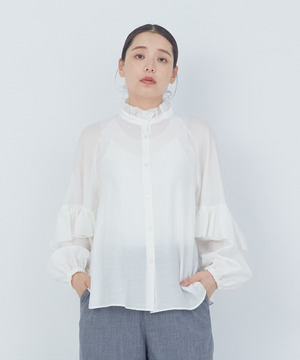 【ADIEU TRISTESSE】｜2BUY10%OFF・3BUY20%OFF｜シルク混フリルブラウス 詳細画像 オフホワイト 1
